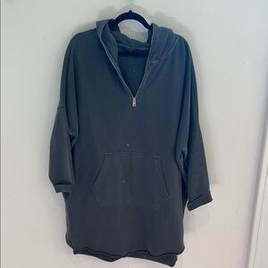 All Saints Dark Gray Hooded Sweatshirt Dress